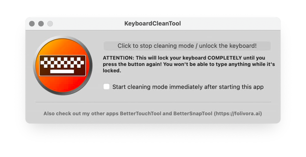 Keyboard Clean Tool 執行狀態畫面